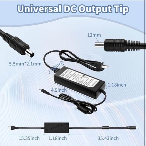 12V 5A Power Supply, Waysse Power Supply Adapter, AC DC Converter 100-220V to 12 - Picture 3 of 11
